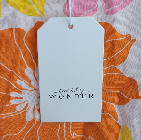 NWT Emily Wonder | Orange Yellow Pink Floral Wide Neck Blouse Size 1X - Picture 6 of 7